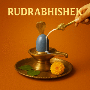 A Rudrabhishek ceremony with milk pouring from a cobra's head onto a Shiva Lingam."