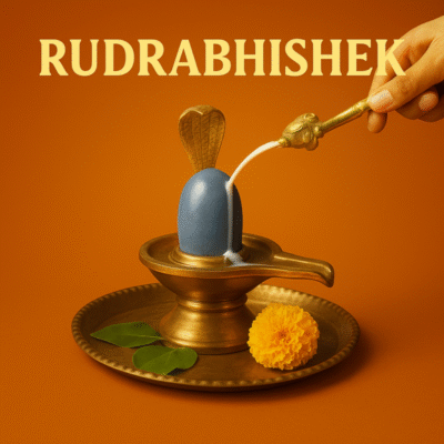 A Rudrabhishek ceremony with milk pouring from a cobra's head onto a Shiva Lingam."